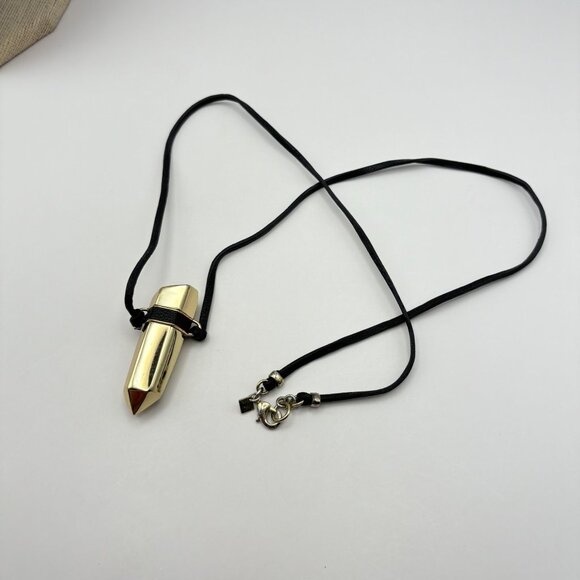 Geometric Gold Tone Pendant Necklace with Black Cord Bold Banana Republic - Picture 7 of 7